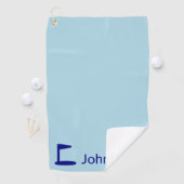 Serviette De Golf Bleu clair simple et bleu foncé Nom de golf Drapea (En situation)