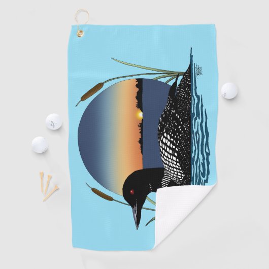 Serviette De Golf Bleu couché de soleil (En situation)