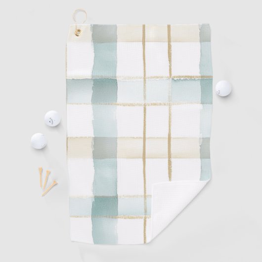 Serviette De Golf Bleu Crème Blanc Carreaux (En situation)