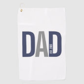 Serviette De Golf Bleu de marine moderne Papa personnalisé établi (Devant)