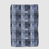 Serviette De Golf Bleu, denim, tartan, plaid. (Devant)