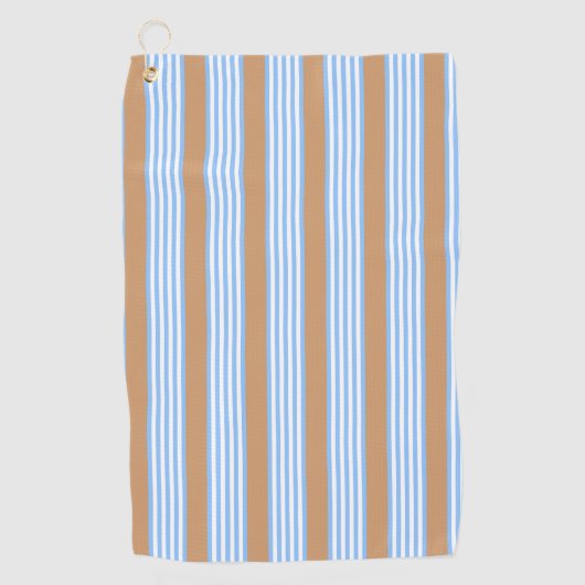 Serviette De Golf Bleu et blanc cinq bandes motif avec bronze (Devant)