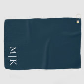 Serviette De Golf Bleu et blanc foncé de la marine | Monogramme mode (Horizontal)