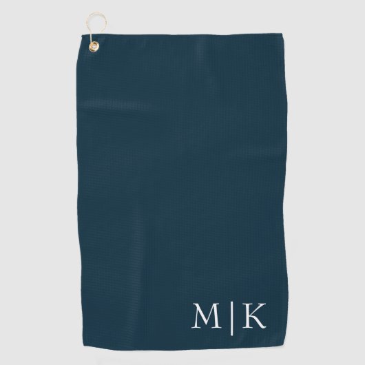 Serviette De Golf Bleu et blanc foncé de la marine | Monogramme mode (Devant)