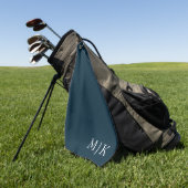Serviette De Golf Bleu et blanc foncé de la marine | Monogramme mode (Vert)
