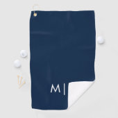 Serviette De Golf Bleu et blanc | Monogramme moderne (En situation)