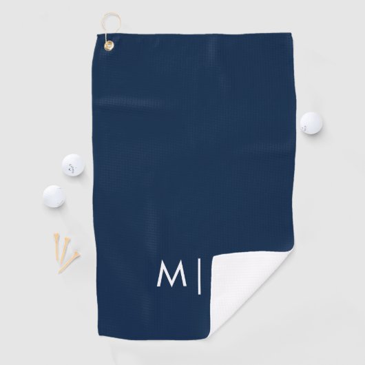 Serviette De Golf Bleu et blanc | Monogramme moderne (En situation)