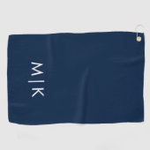 Serviette De Golf Bleu et blanc | Monogramme moderne (Horizontal)