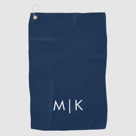 Serviette De Golf Bleu et blanc | Monogramme moderne (Devant)