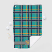 Serviette de golf bleu et orange Plaid (En situation)
