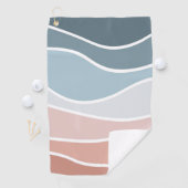 Serviette De Golf Bleu et rose style rétro vagues design (En situation)