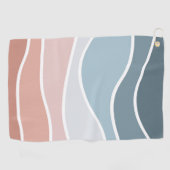 Serviette De Golf Bleu et rose style rétro vagues design (Horizontal)