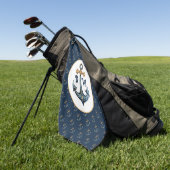 Serviette de golf bleu marine à ancres monogrammes (Vert)