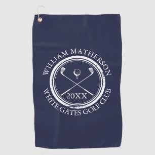 Serviette De Golf Bleu marine Golfeur personnalisé et nom du club Da