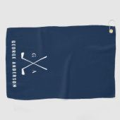 Serviette De Golf Bleu moderne typographie initiales monogramme élég (Horizontal)