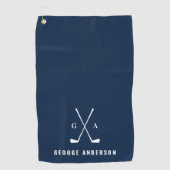 Serviette De Golf Bleu moderne typographie initiales monogramme élég (Devant)