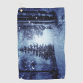 Serviette De Golf Bleu Moonlit Forêt magique Scène d'hiver (Devant)