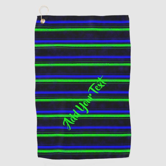 Serviette De Golf Bleu Noir Grandes Vertes (Devant)