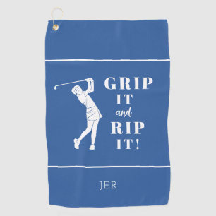 Serviette De Golf Bleu Royal Moderne Dames Sport Personnalisé