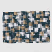 Serviette De Golf Bleu tendance Gold Brown noir blanc plaid (Horizontal)
