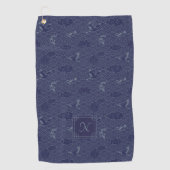 Serviette De Golf Bleu traditionnel japonais Vague Seigaiha Monogram (Devant)