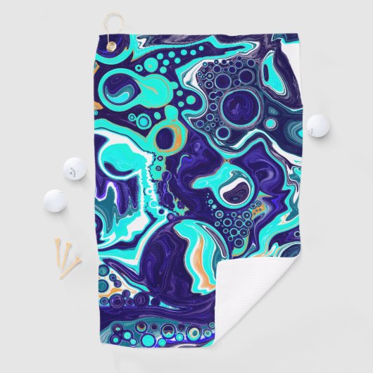 Serviette De Golf Bleu Turquoise Océan Fluide Marbre Art (En situation)