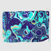 Serviette De Golf Bleu Turquoise Océan Fluide Marbre Art (Horizontal)