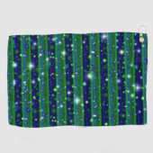 Serviette De Golf Bleu vert rayures avec étoiles et Raindrops (Horizontal)