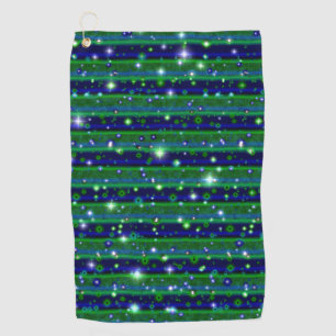 Serviette De Golf Bleu vert rayures avec étoiles et Raindrops