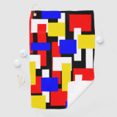Serviette De Golf Blocs géométriques rouge, jaune, noir et bleu (En situation)