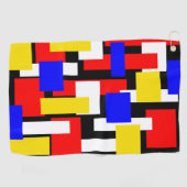 Serviette De Golf Blocs géométriques rouge, jaune, noir et bleu (Horizontal)