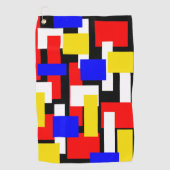 Serviette De Golf Blocs géométriques rouge, jaune, noir et bleu (Devant)