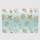 Serviette De Golf Blue Beach Gold Sea Shells (Horizontal)