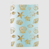 Serviette De Golf Blue Beach Gold Sea Shells (Devant)