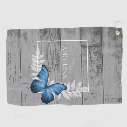 Serviette De Golf Blue Butterfly Rustic Golf Towne (Horizontal)