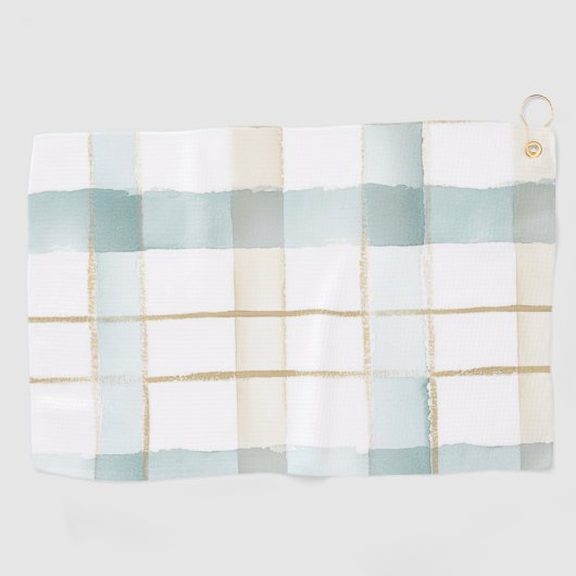 Serviette De Golf Blue Cream White Plaid   (Horizontal)