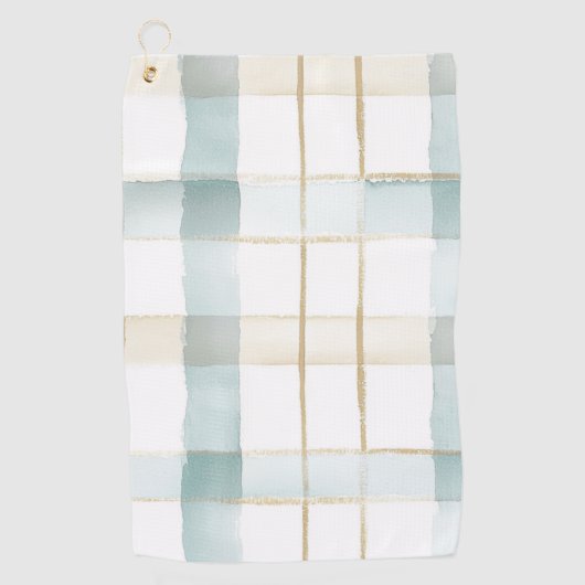 Serviette De Golf Blue Cream White Plaid   (Devant)