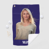 Serviette De Golf Blue Custom Monogram and Photo Personalized (En situation)