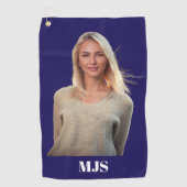 Serviette De Golf Blue Custom Monogram and Photo Personalized (Devant)
