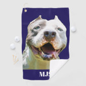 Serviette De Golf Blue Custom Monogram Dog Photo Personalized (En situation)