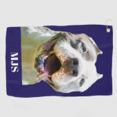 Serviette De Golf Blue Custom Monogram Dog Photo Personalized (Horizontal)
