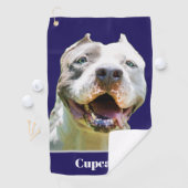 Serviette De Golf Blue Custom Name Dog Photo Personalized (En situation)