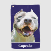 Serviette De Golf Blue Custom Name Dog Photo Personalized (Devant)