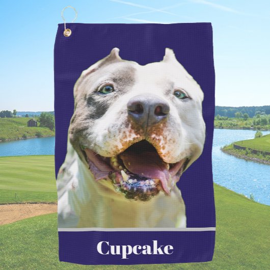 Serviette De Golf Blue Custom Name Dog Photo Personalized