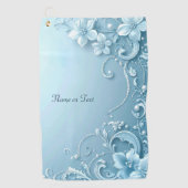 Serviette De Golf Blue Decorative Floral Golf Towel (Devant)