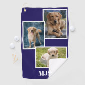 Serviette De Golf Blue Dog Photo Collage Monogram Personalized  (En situation)