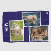 Serviette De Golf Blue Dog Photo Collage Monogram Personalized  (Horizontal)