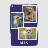 Serviette De Golf Blue Dog Photo Collage Monogram Personalized  (Devant)