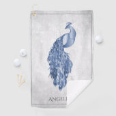 Serviette de golf Blue Elegant Peacock (En situation)