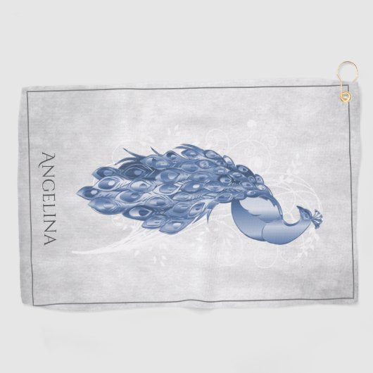 Serviette de golf Blue Elegant Peacock (Horizontal)